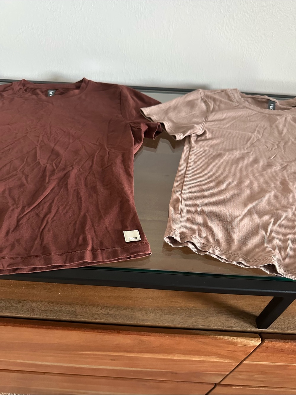 Vuori Lot of 2 Pose Fitted Short Sleeve Tee Soft Rib-Knit Neutral Capsule